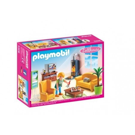 Sala de estar Playmobil com lareira