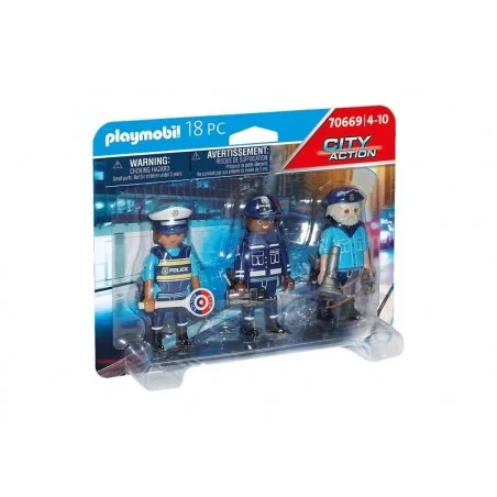 Conjunto de bonecos policiais de ação Playmobil City