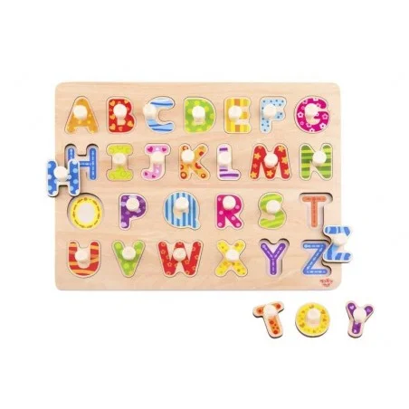 Puzzle do alfabeto de madeira