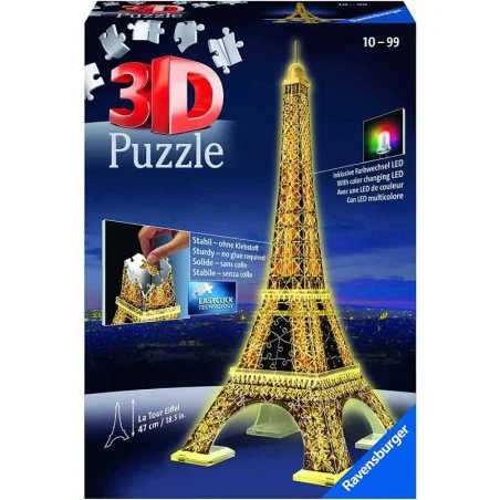 3D Puzzle Torre Eiffel Edição Especial Noite Com LED